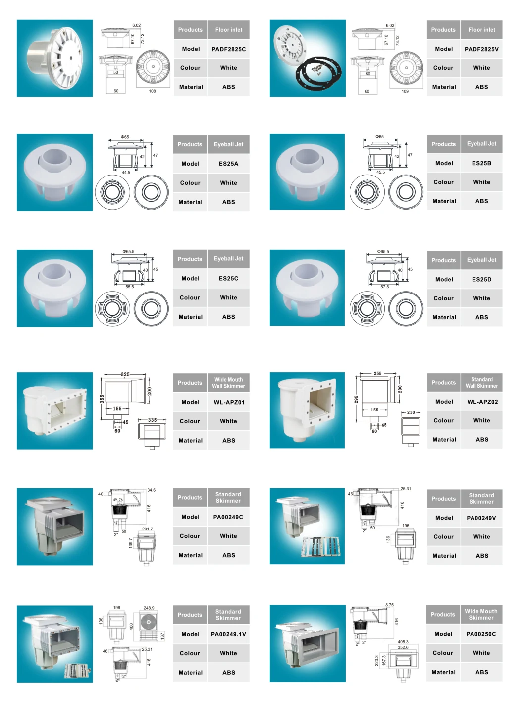 Plastic Swimming Pool Accessories Wl-Pjh20V Series