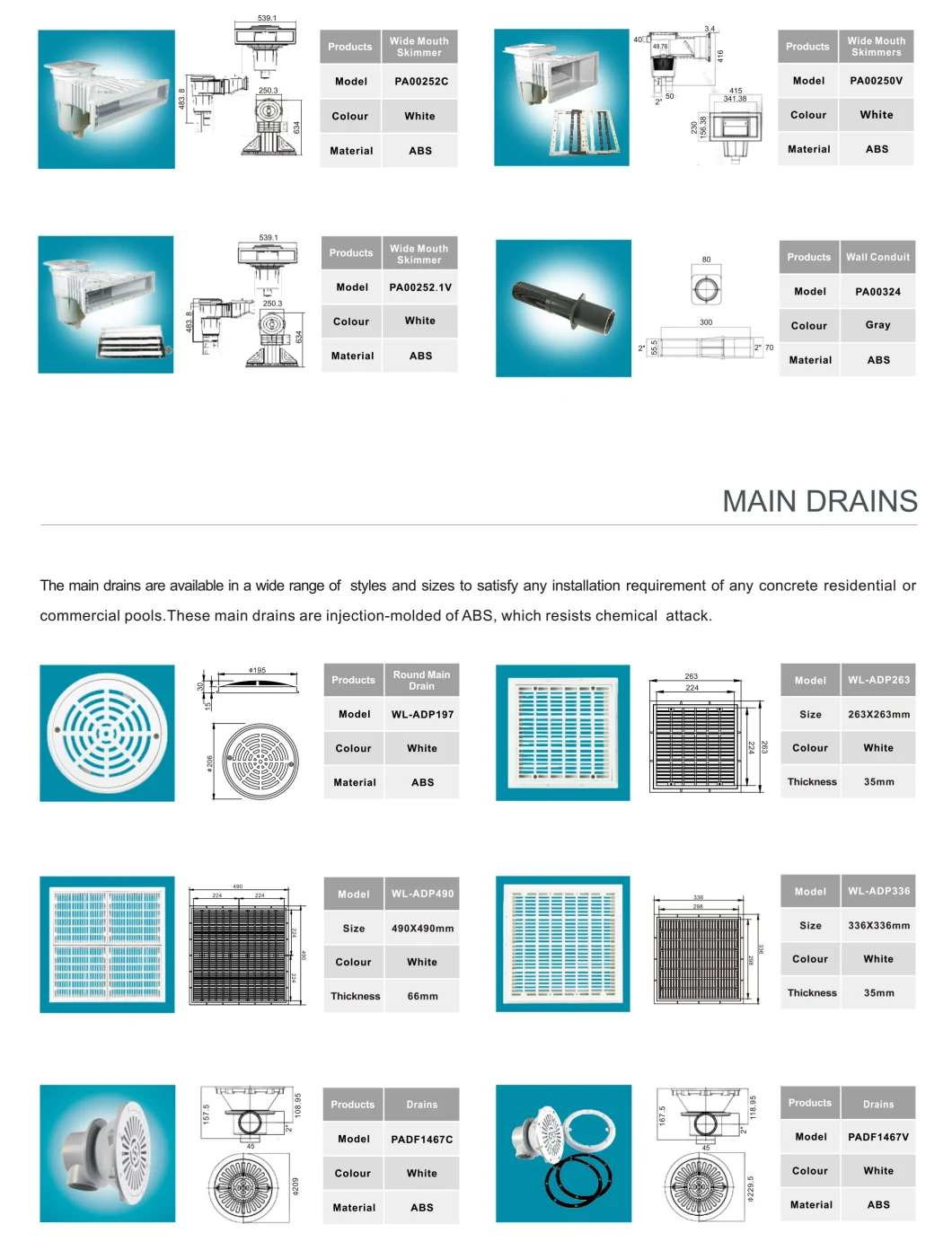 Plastic Swimming Pool Accessories Wl-Pjh20V Series