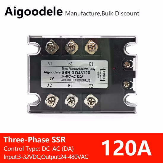 Relé trifásico SSR de 120 A AC-AC Relé de estado sólido