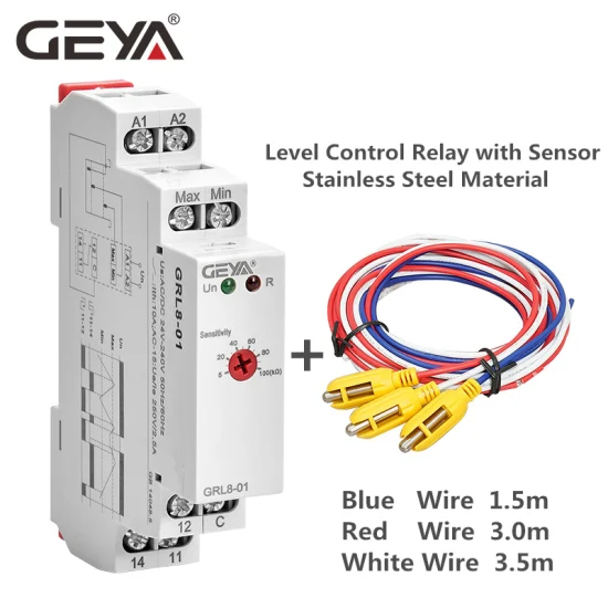 Sensor de nivel de líquido Geya Grl8-01 con controlador de nivel de agua, diagrama de circuito, relé flotante sin relé